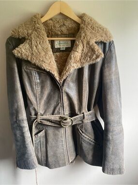 90s vintage nubuck suede jacket with faux collar and quilted lining st.johns bay
